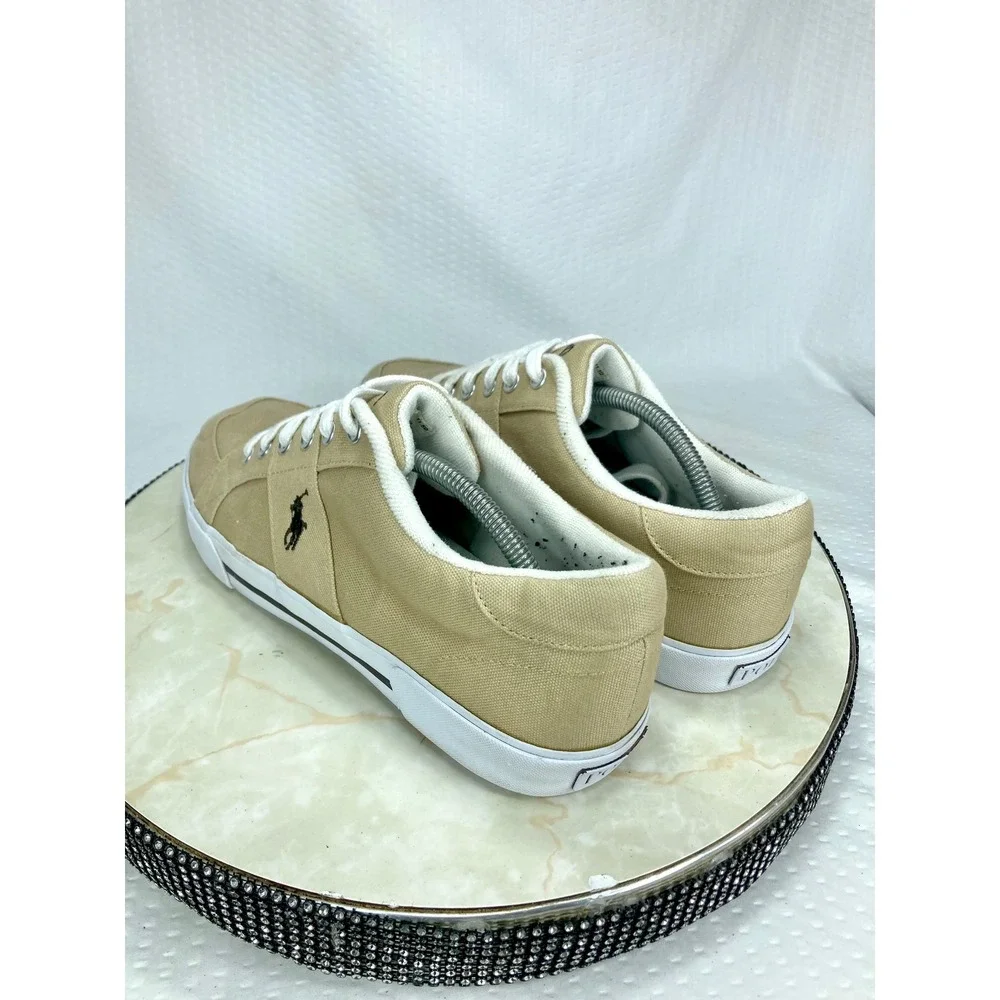 Polo Ralph Lauren Humberto Canvas Shoes Mens 11.5 Tan Low Top Comfort Sneakers